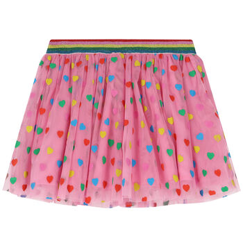 Girls Pink Tulle Heart Skirt