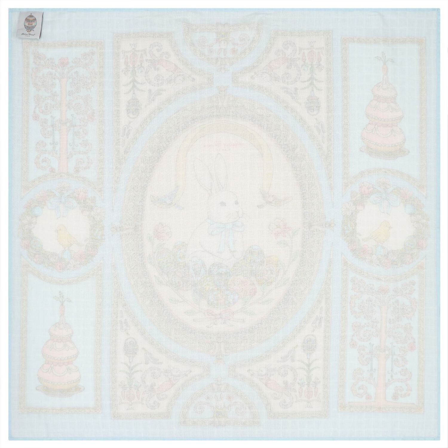 Blue & Pink Spring Bunny Swaddle Carr&eacute; Baby Blanket, 1, hi-res