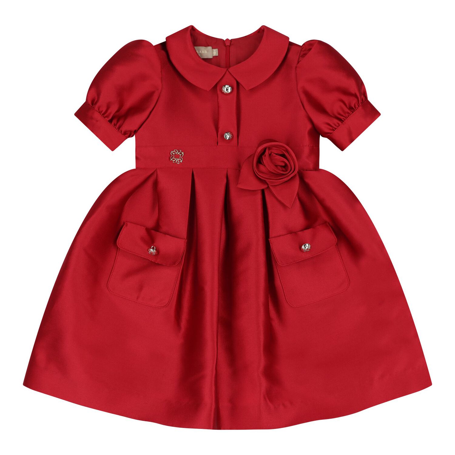Baby Girls Red Flower Dress Set, 1, hi-res