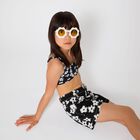 Girls Black Flower Bikini, 1, hi-res