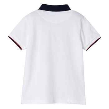 Boys White Graphic Polo Shirt