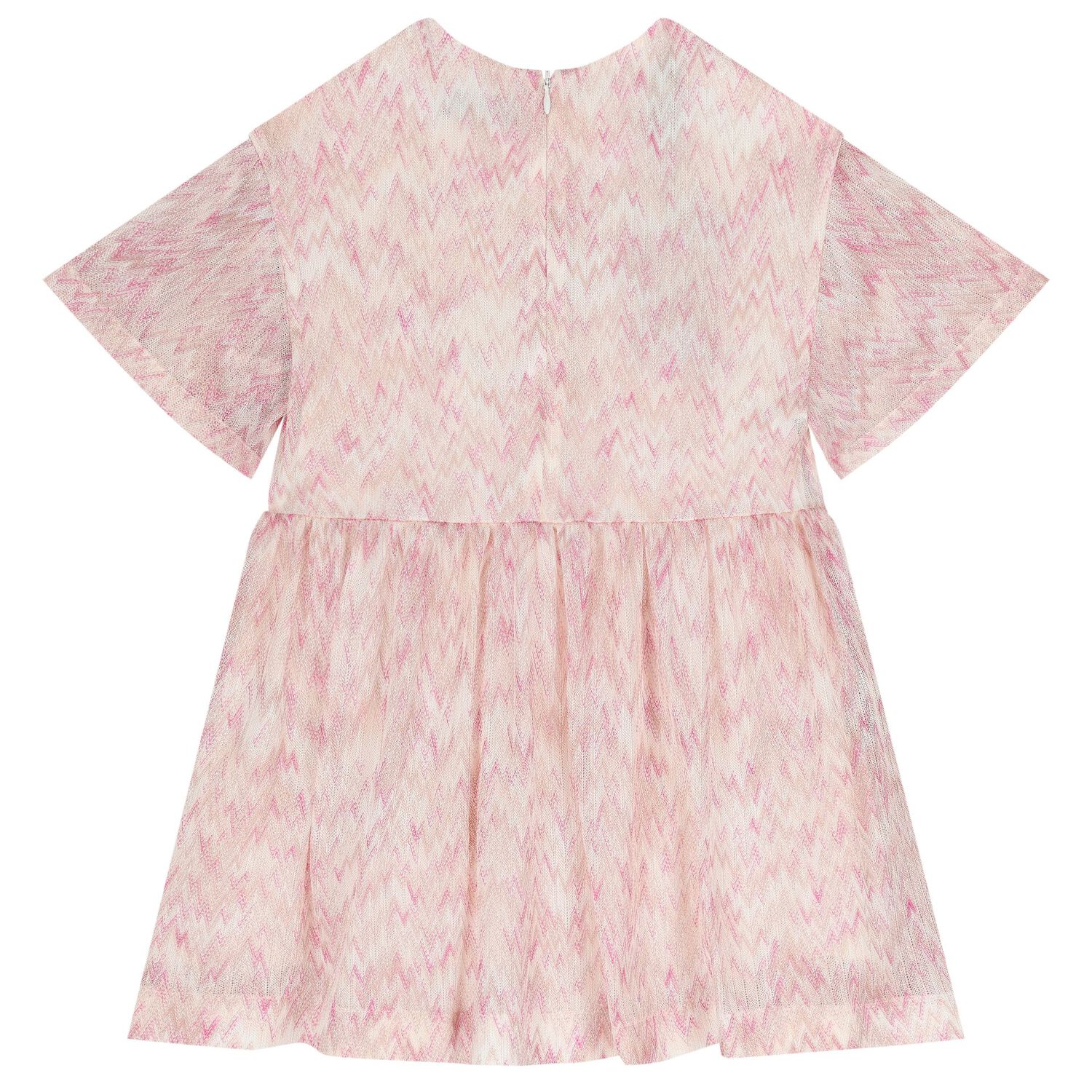 Girls Pink & Ivory Zig Zag Dress, 1, hi-res