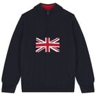 Boys Navy Blue Knitted Sweatshirt, 1, hi-res