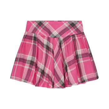 Girls Pink & Grey Check Skirt