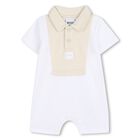 Baby Boys White & Beige Romper, 2, hi-res