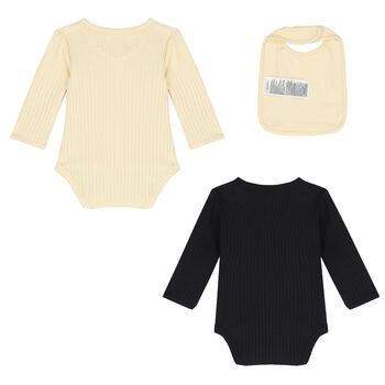 Black & Beige Ribbed Bodysuit Gift Set