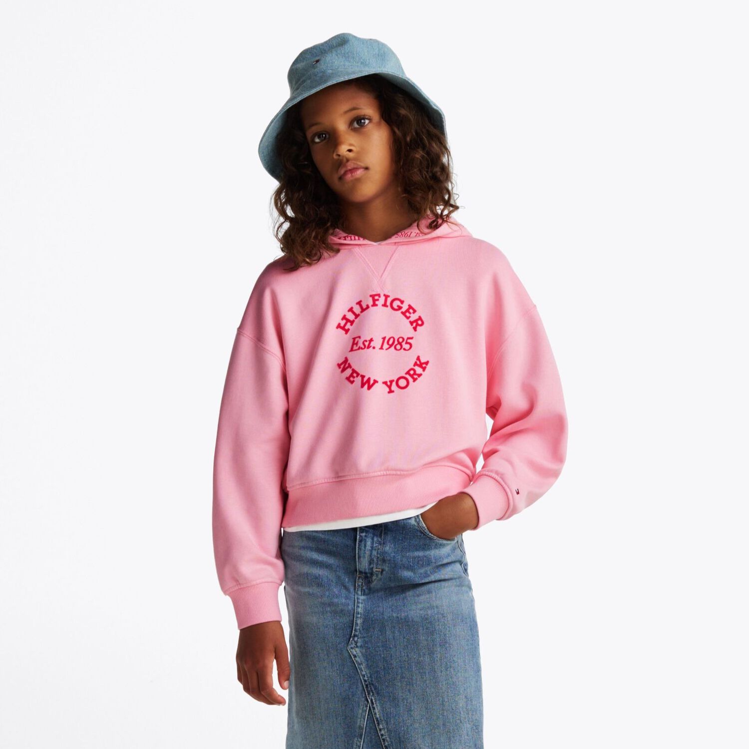 Girls Pink Logo Hooded Top, 1, hi-res image number null