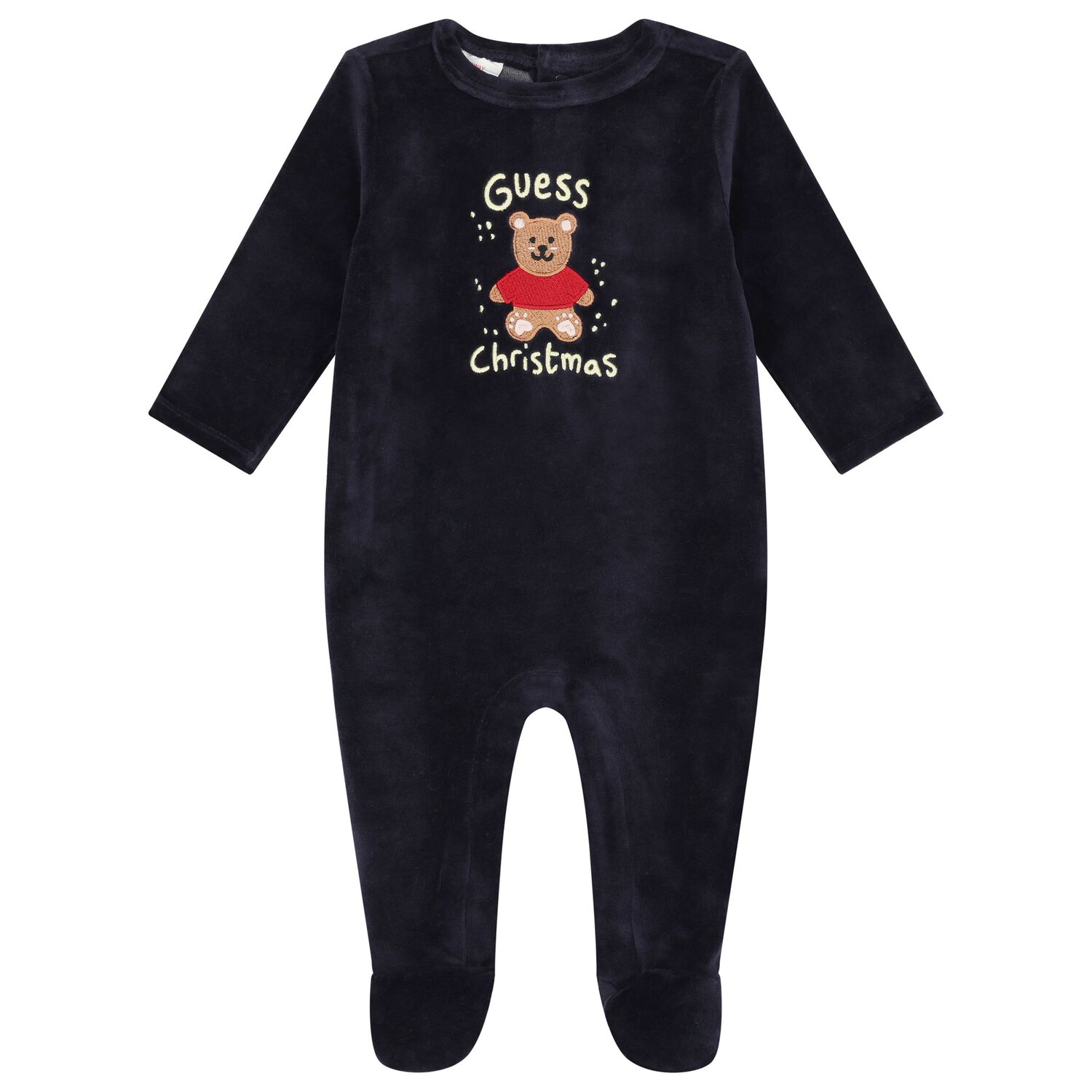 Baby Boys Navy Blue Festive Teddy Bear Babygrow, 2, hi-res image number null