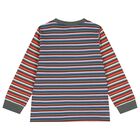 Boys Multi-Coloured Striped Logo Long Sleeve Top, 1, hi-res