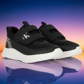 Black Mesh Logo Trainers