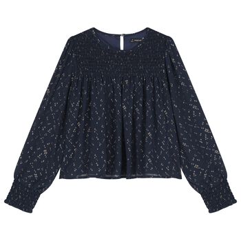 Girls Navy Blue Chiffon Blouse
