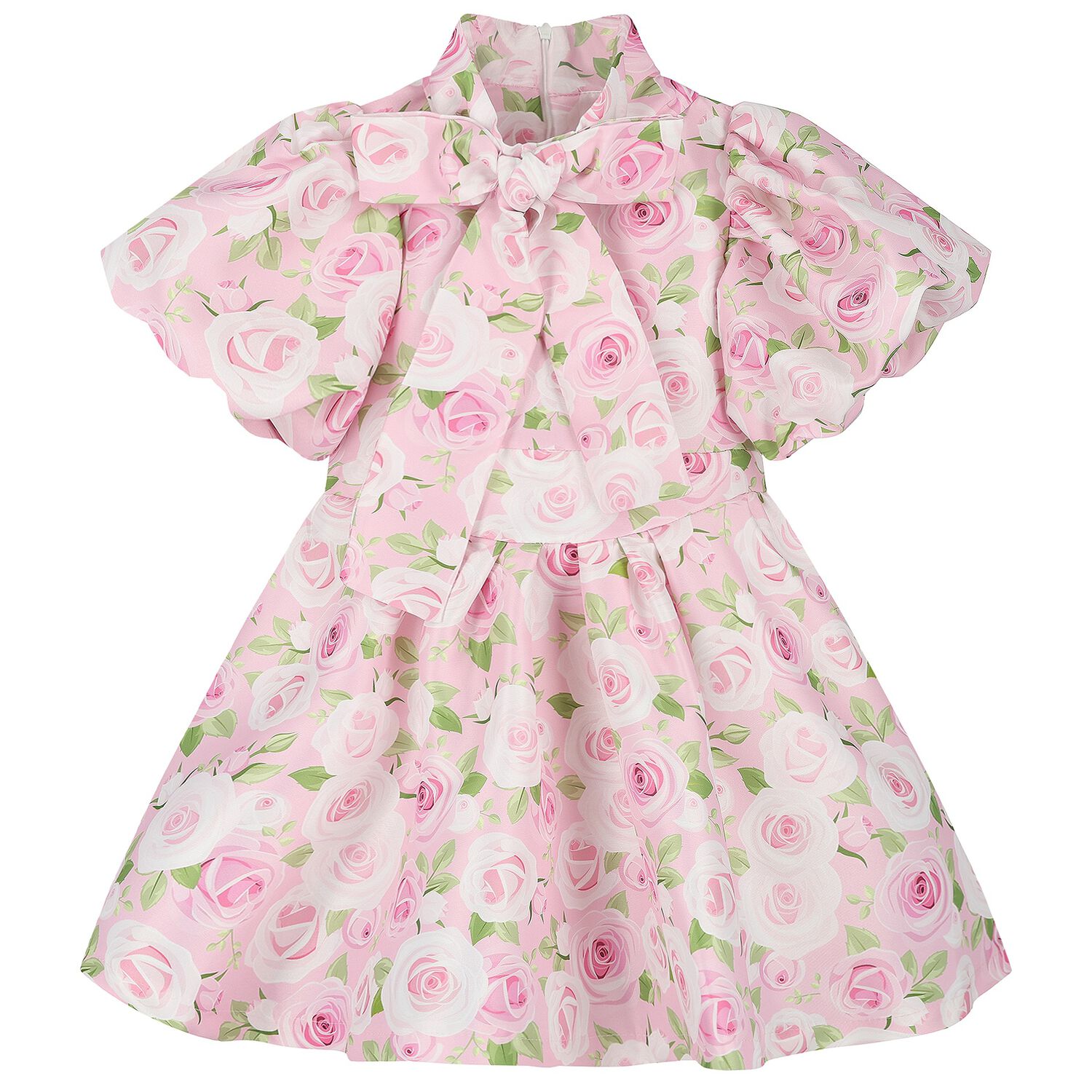 Girls Pink Rose Satin Dress, 1, hi-res image number null