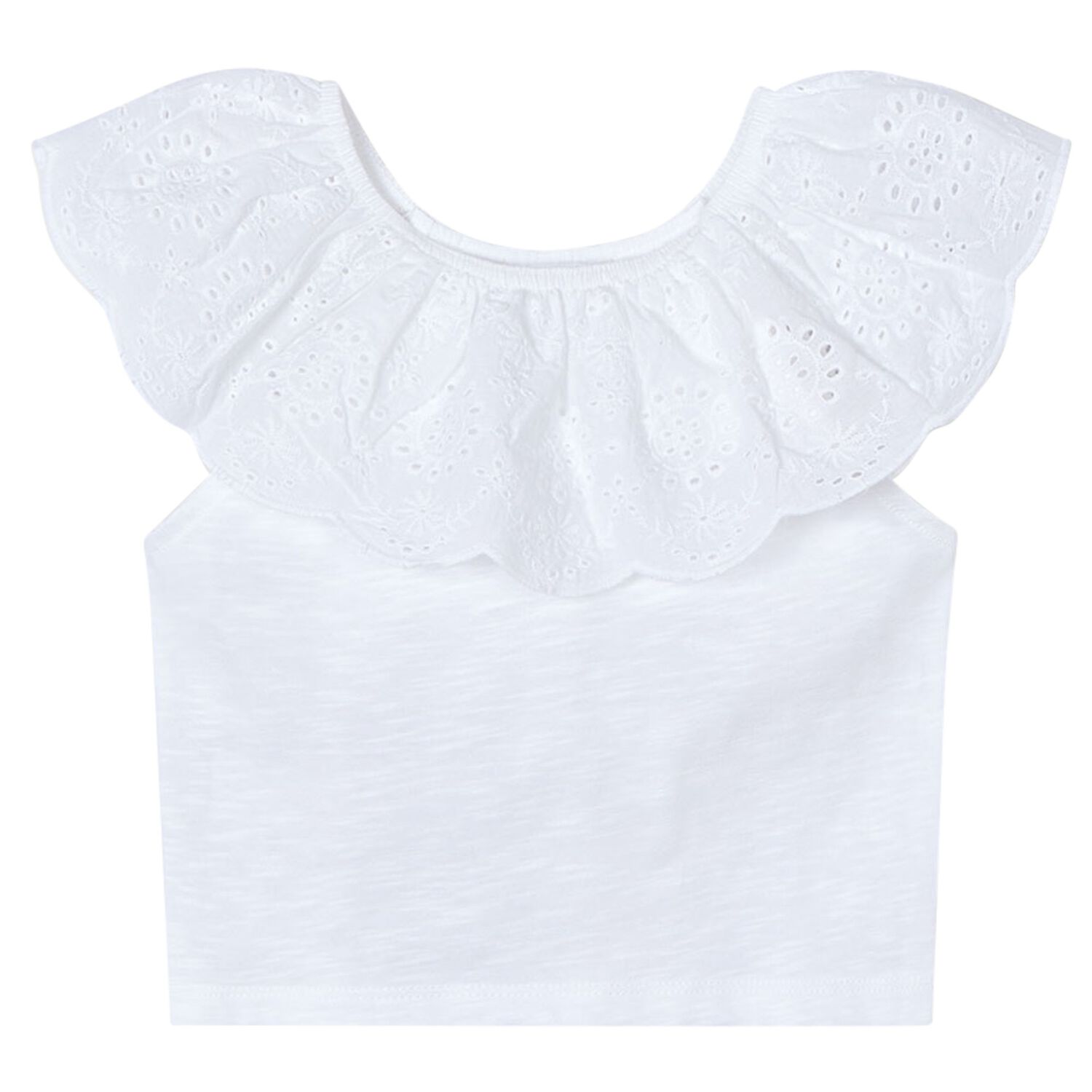 بلوزة دانتيل باللون الأبيض للبنات, 2, hi-res image number null