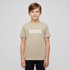 Boys Beige Logo T-Shirt, 1, hi-res