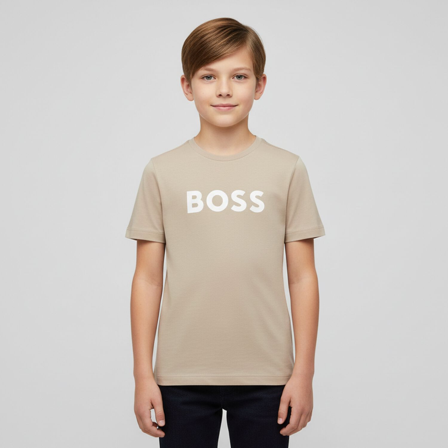 Boys Beige Logo T-Shirt, 1, hi-res image number null