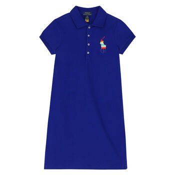 Girls Blue Logo Polo Dress