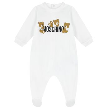 White Teddy Bear Logo Babygrow