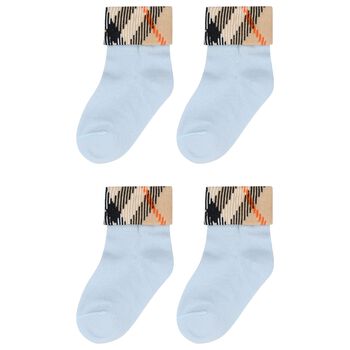 Baby Boys Blue & Beige Check Socks ( 2-Pack )