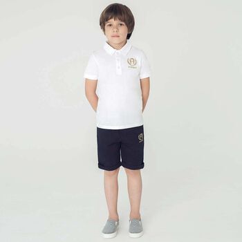 Boys White Logo Polo Shirt 