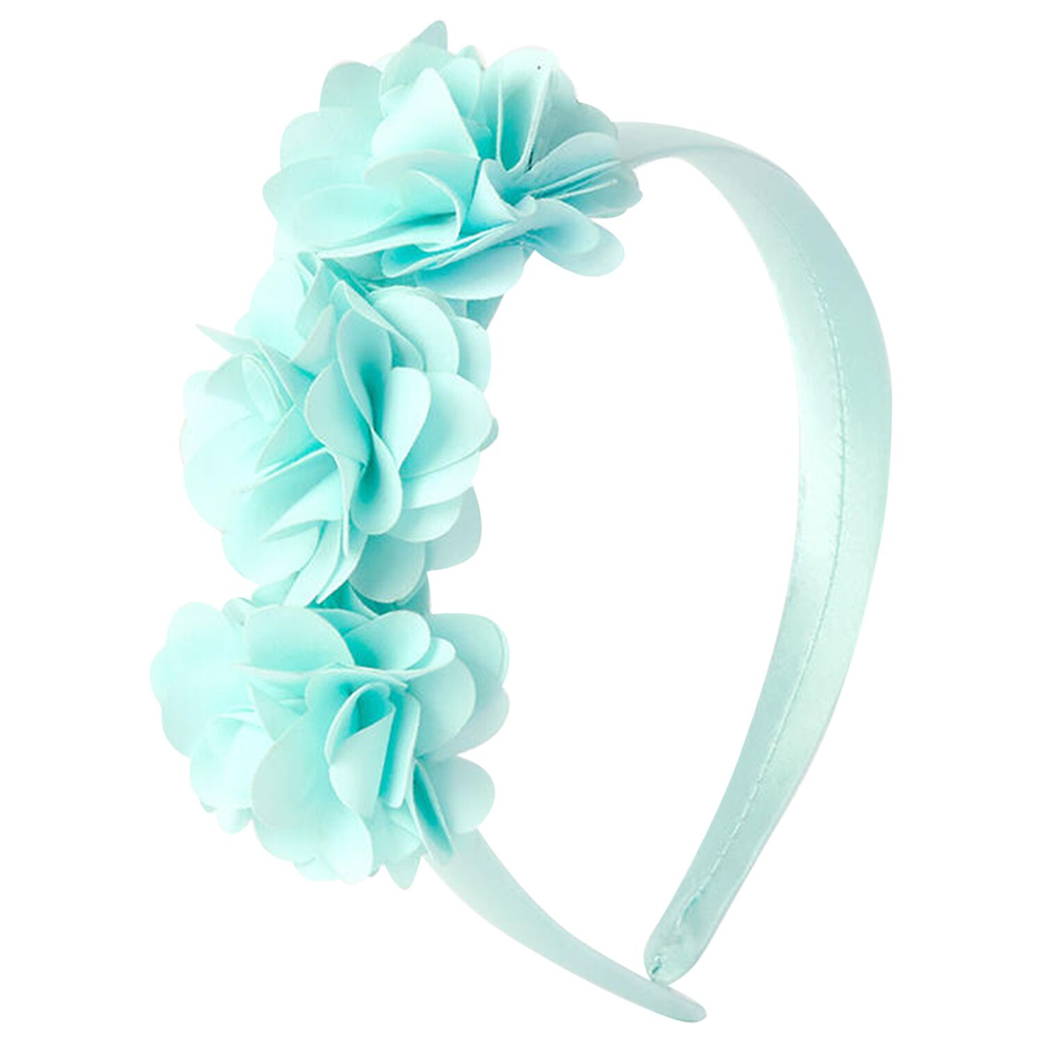 Girls Turquoise Blue Flower Headband, 1, hi-res