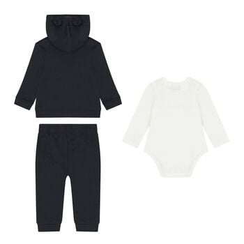 Baby Boys Navy Blue & White Logo Tracksuit Set