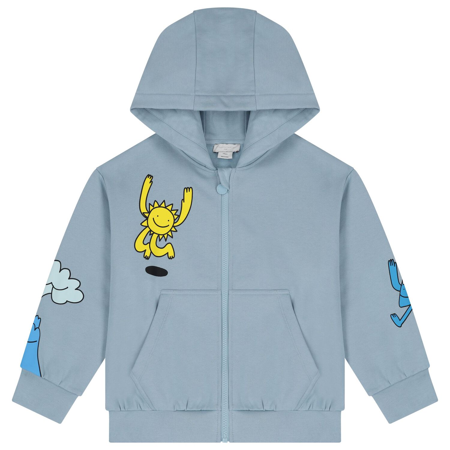 Boys Blue Hooded Zip Up Top, 1, hi-res