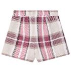 Girls Ivory & Pink Check Shorts, 1, hi-res