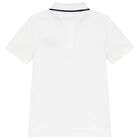 Boys White Logo Embroidery Polo Shirt, 2, hi-res