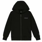 Boys Black Graphic Print Hooded Top, 1, hi-res