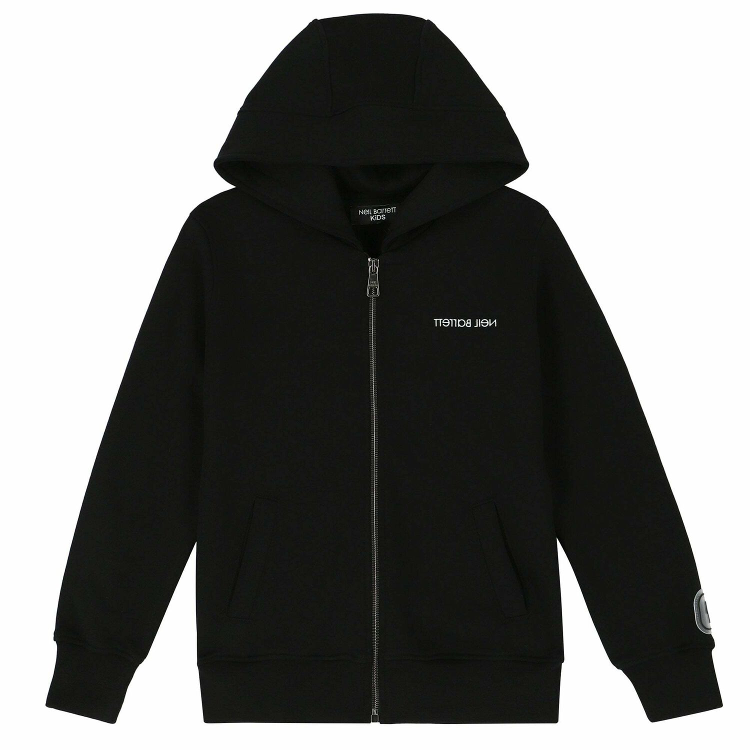Boys Black Graphic Print Hooded Top, 1, hi-res image number null