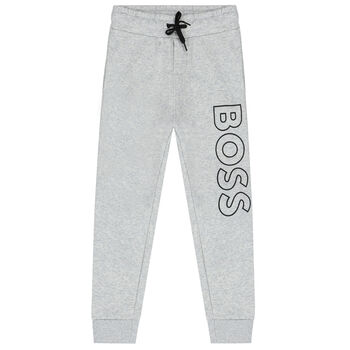 Boys Grey Logo Joggers