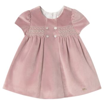 Mayoral Baby Girls Pink Smocked Dress, 3 Baby Girls Pink Smocked Dress