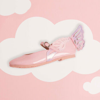 Girls Pink Butterfly Leather Shoes