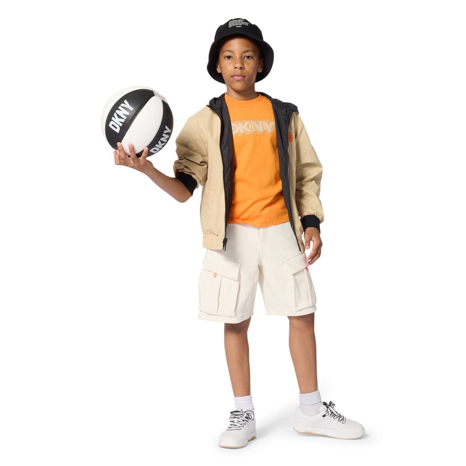 توب اولاد هودى بسحاب قابل للعكس باللون البيج والاسود, 1, hi-res