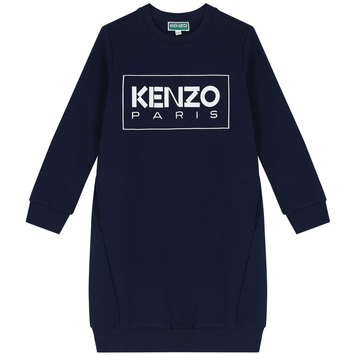 فستان سويت شيرت بالشعار باللون الكحلي , 1, hi-res