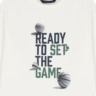 بلوزة بأكمام طويلة بالشعار باللون الرمادي و الأبيض للأولاد ( عبوة من قطعتين ), 1, hi-res