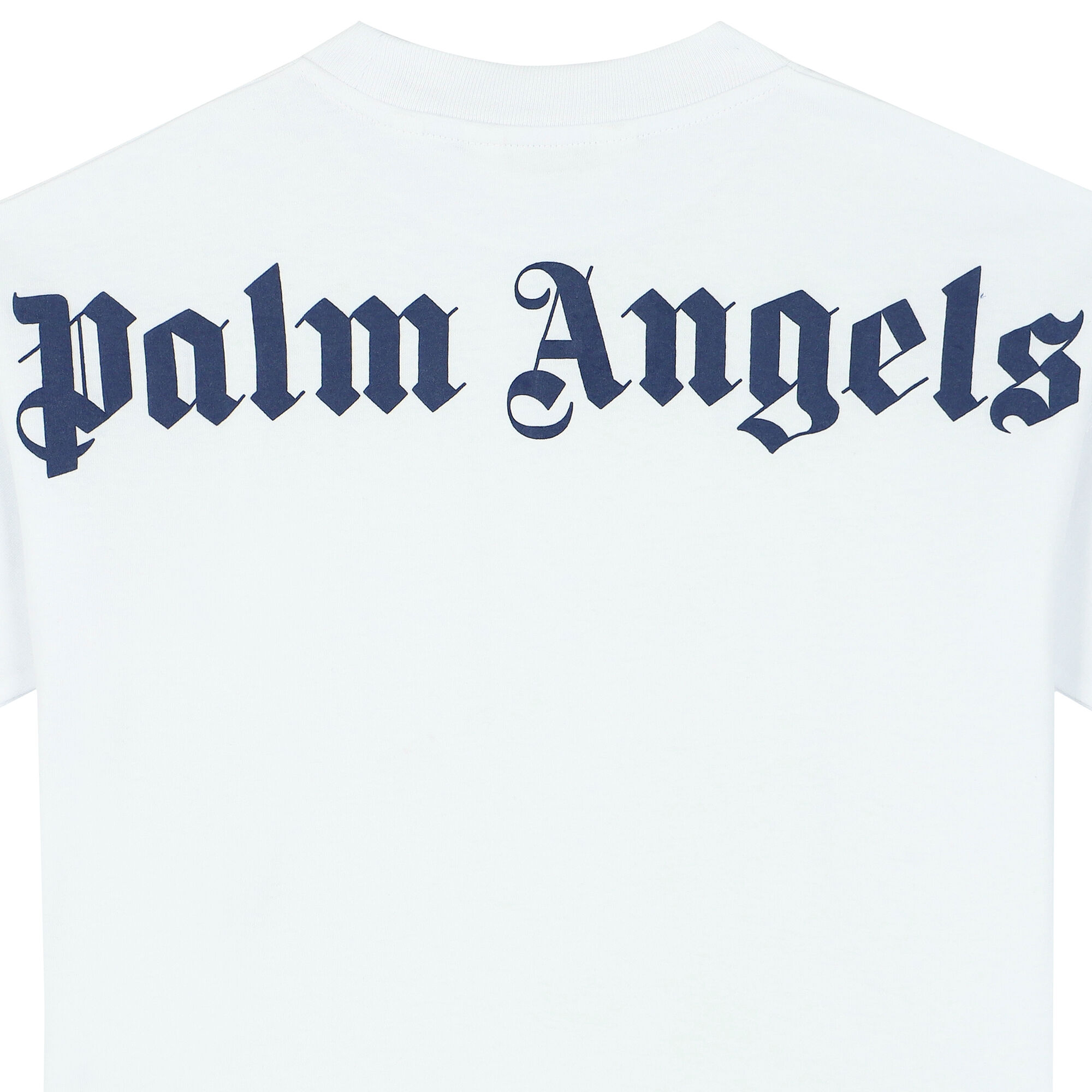 【関税込み】Palm Angels ネイビー College スウェットシャツ Palm Angels Navy Logo T-Shirt | Junior Couture USA