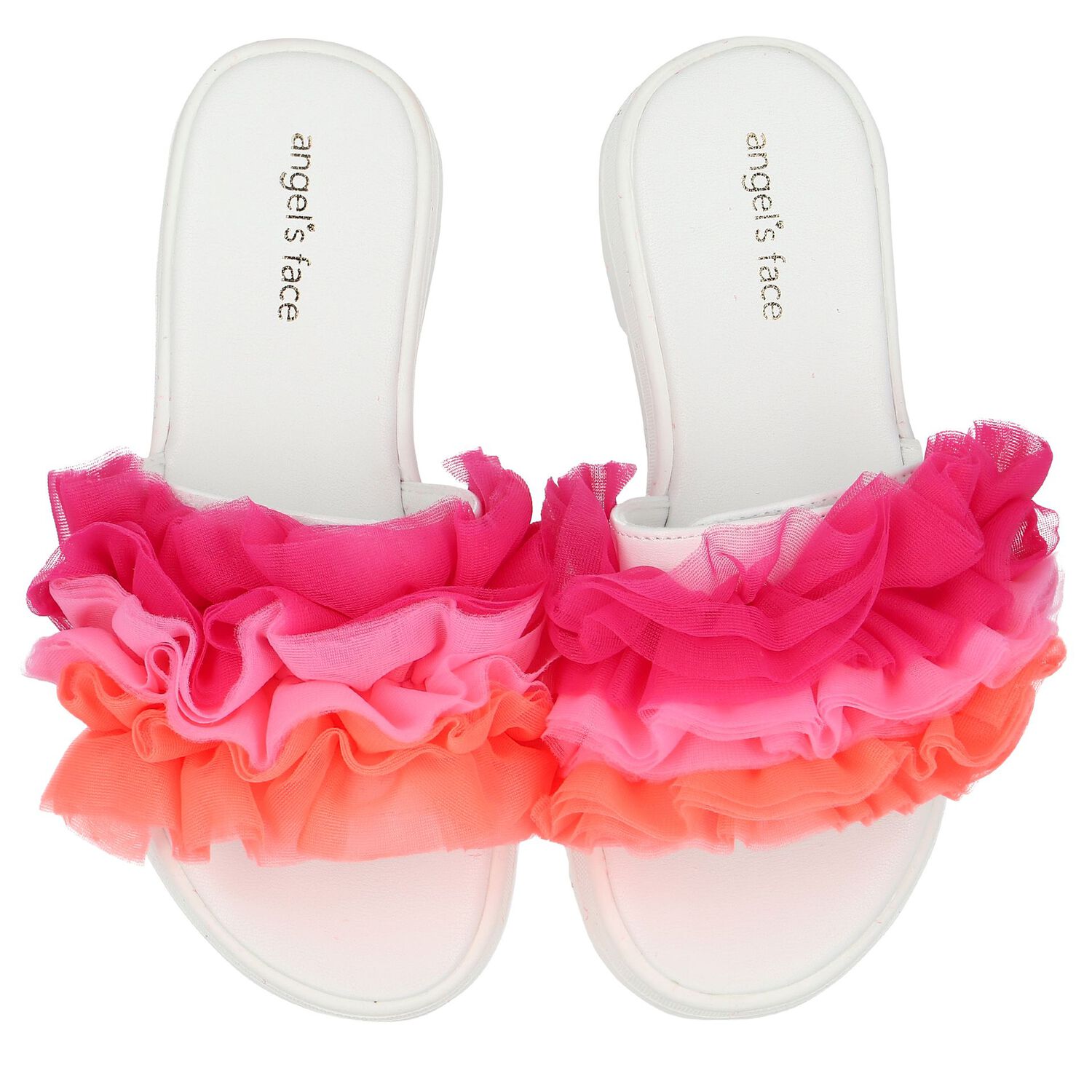 Girls White Ruffled Sliders, 1, hi-res image number null