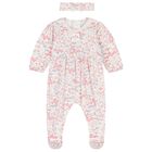 Baby Girls White & Pink Floral Babygrow Set, 1, hi-res