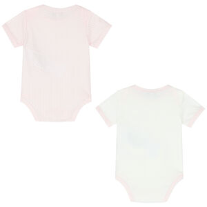 Baby Girls Ivory & Pink Logo Bodysuits ( 2-Pack )