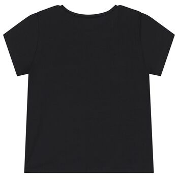 Girls Black Bow T-Shirt