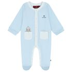 Baby Boys Blue Teddy Bear Logo Babygrow, 2, hi-res