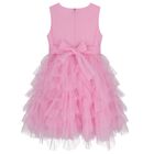 Girls Pink Flower Tulle Dress, 1, hi-res