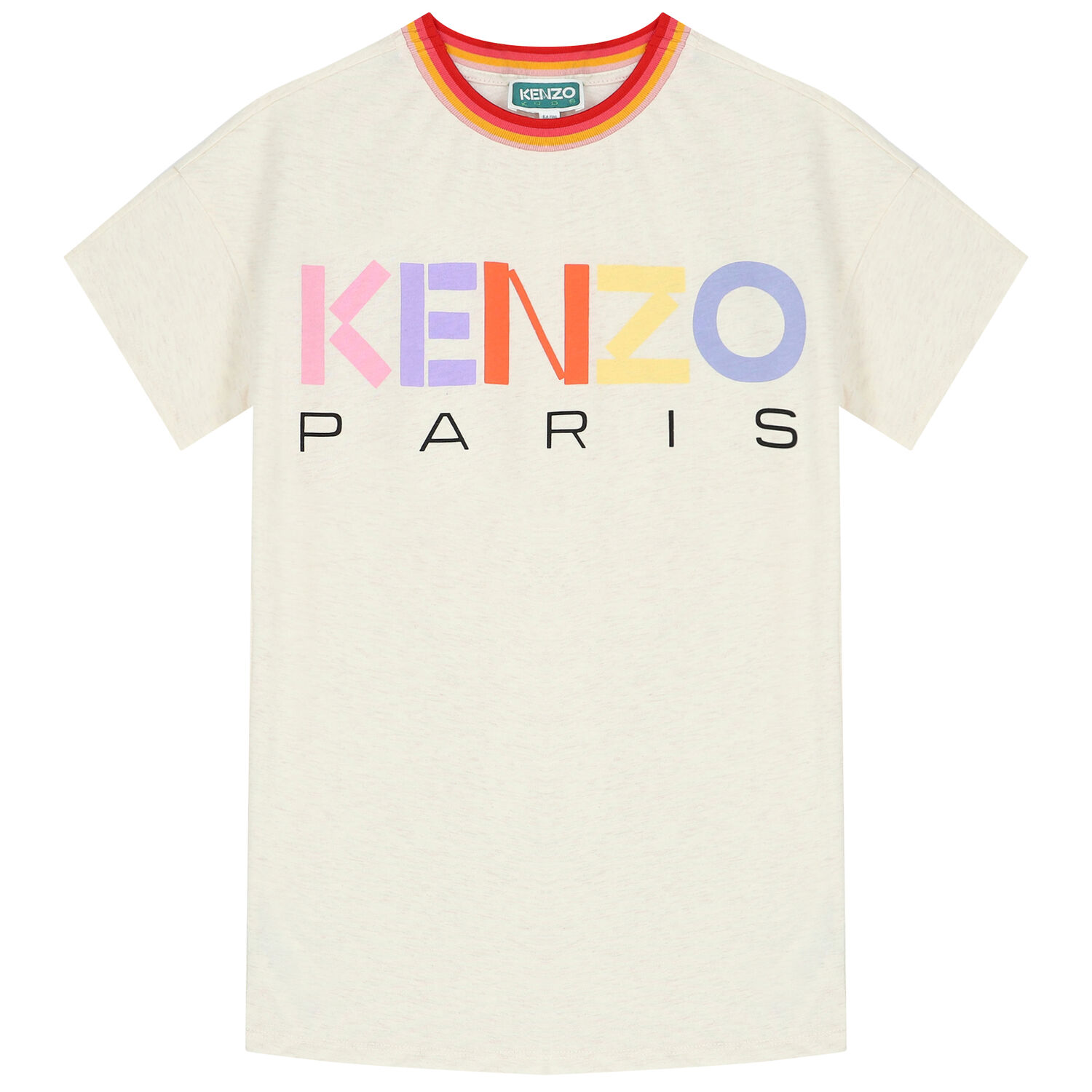 فستان بالشعار باللون البيج, 1, hi-res