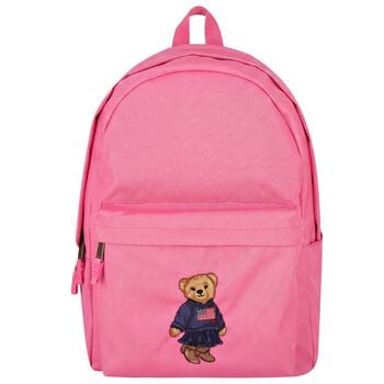 Girls Pink Canvas Polo Bear Backpack ( 44cm )