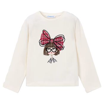 Girls Ivory Long Sleeve Top
