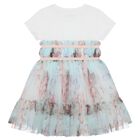 Girls White & Green Logo Tulle Dress, 1, hi-res