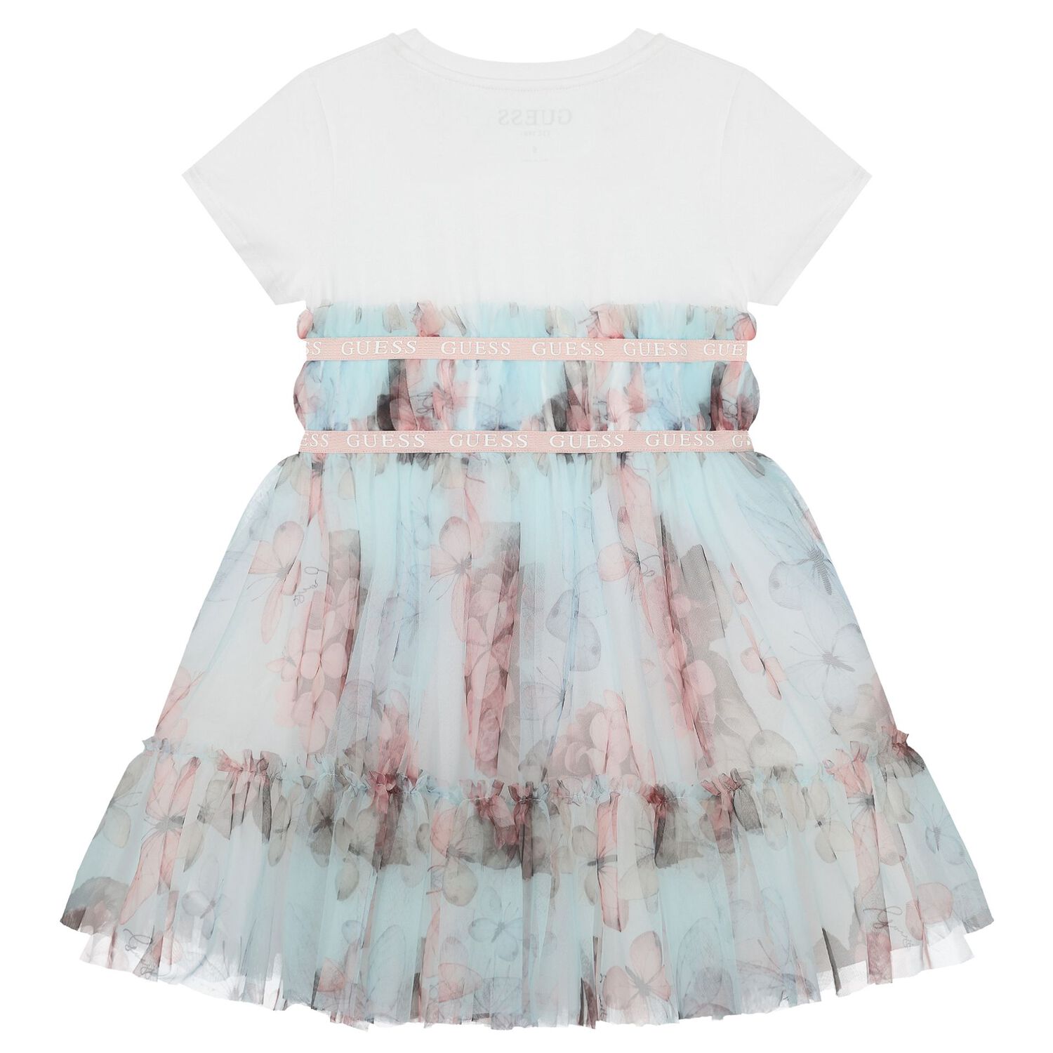 Girls White & Green Logo Tulle Dress, 1, hi-res