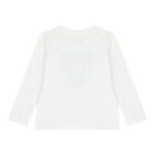 Baby Girls White Logo Long Sleeve Top, 1, hi-res