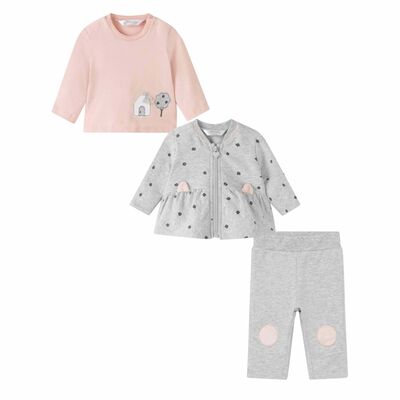 Baby Girls Grey & pink Leggings Set (3 Piece Set)